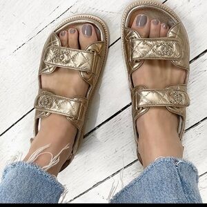 Chanel Dad Sandals 25A Quilted leather CC logo size 39.5